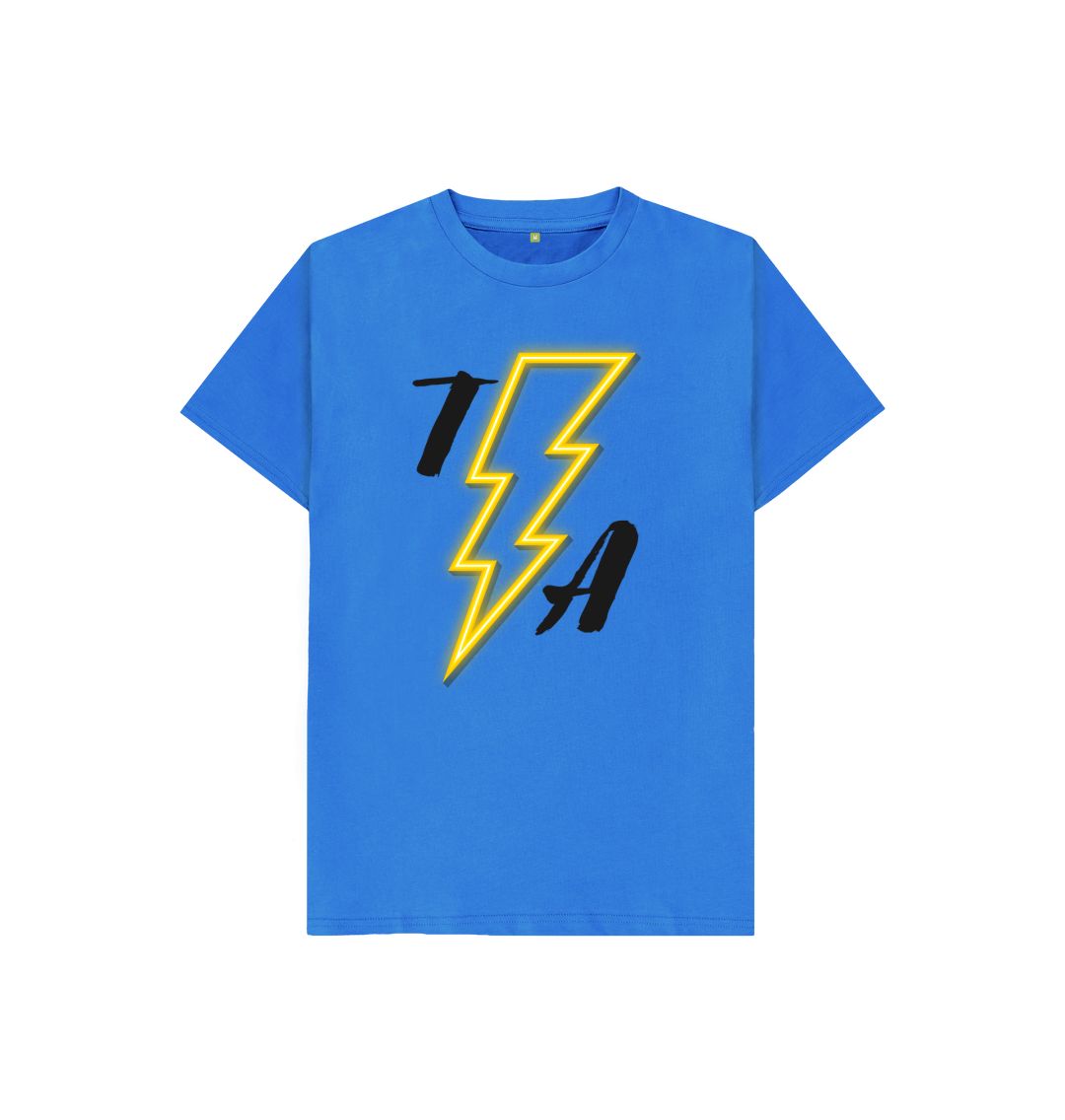 Bright Blue Kids T-Shirt\u201dHIGH VOLTAGE\u201d