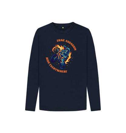 Navy Blue Kids Long Sleeve T-Shirt\u201dRIDE EVERYWHERE\u201d