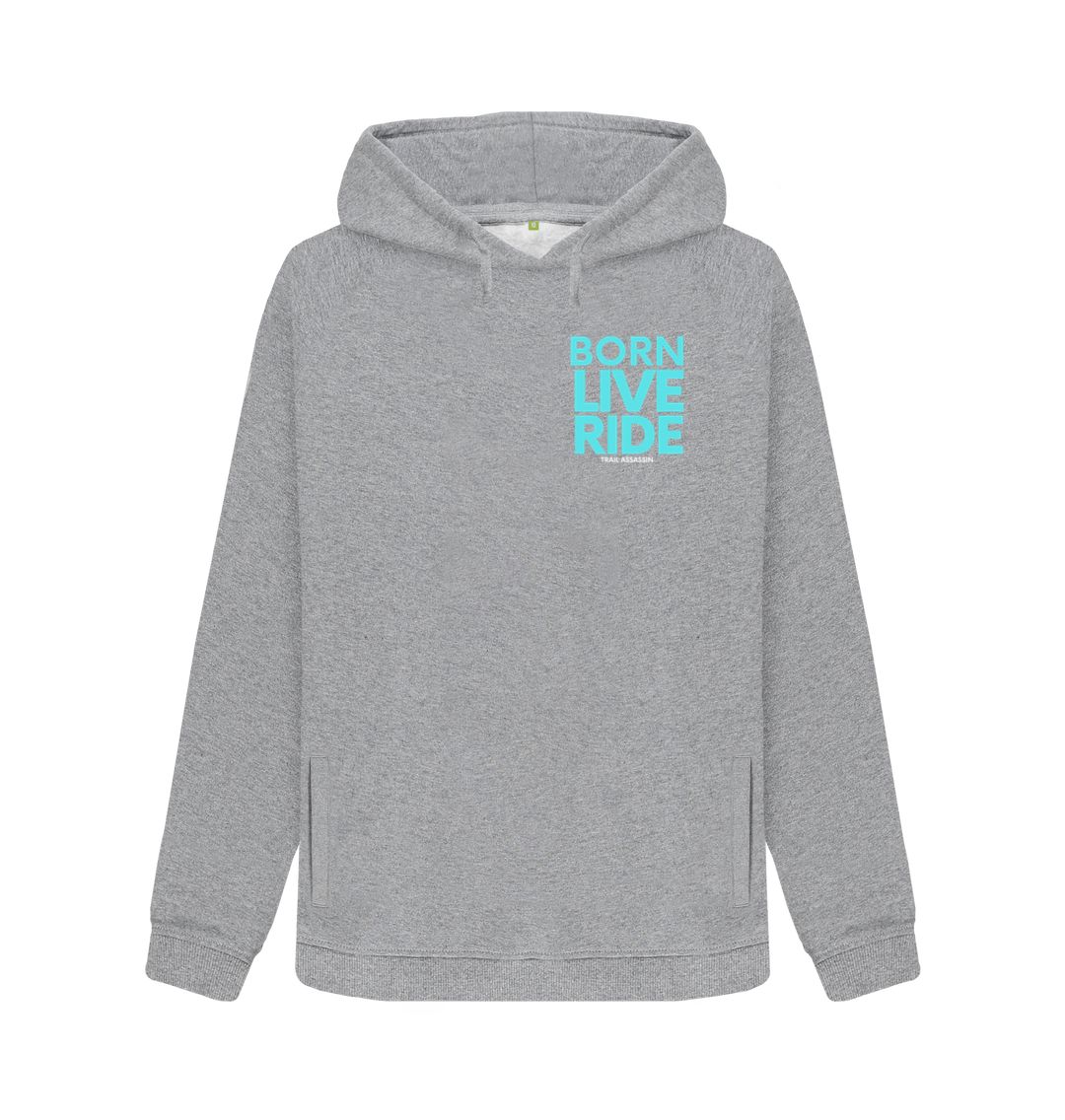 Light Heather Ladies Hoodie\u201dBORN LIVE RIDE\u201d