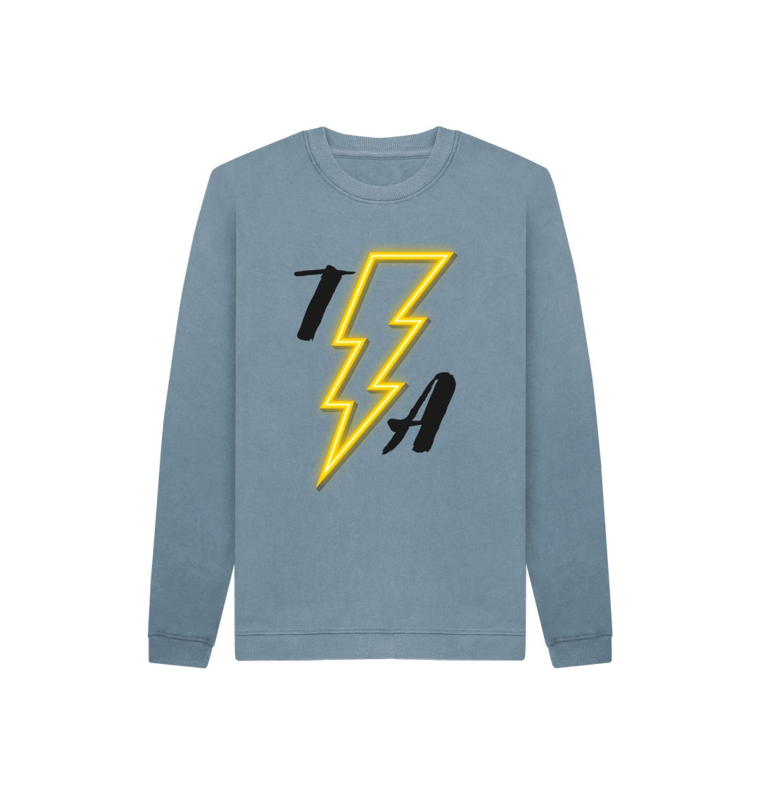 Stone Blue Kids Sweater\u201dHIGH VOLTAGE\u201d