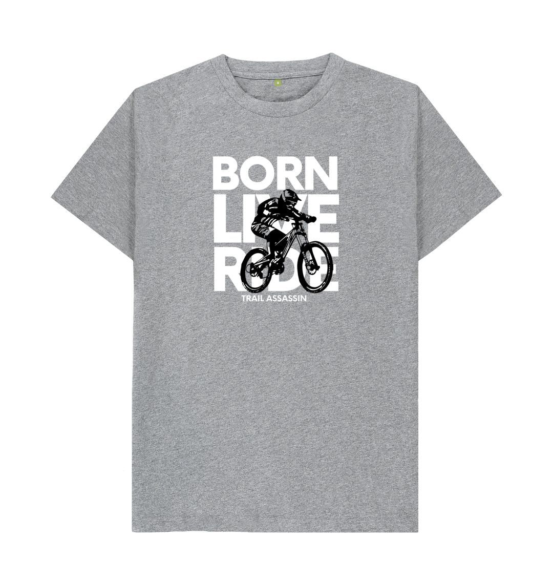 Athletic Grey T-Shirt\u201dBORN LIVE RIDE\u201d