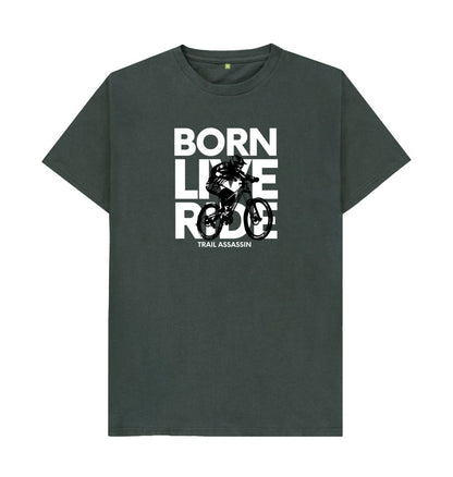 Dark Grey T-Shirt\u201dBORN LIVE RIDE\u201d